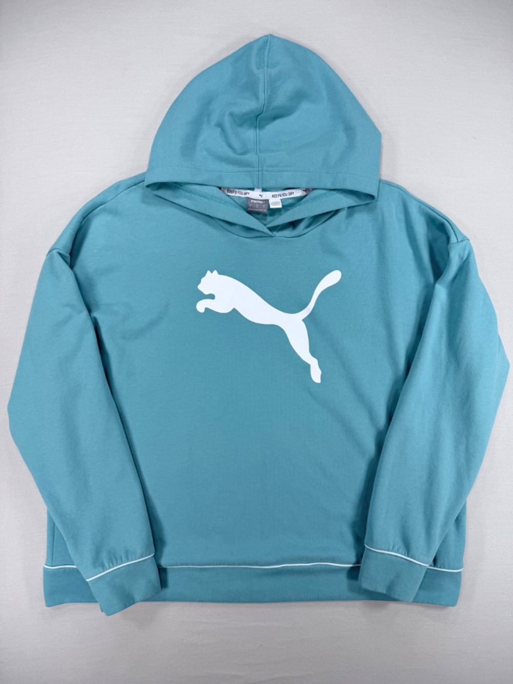 PUMA Favorite PWRFleece Women's Hoodie Size Large Blue Activewear - Picture 2 of 6